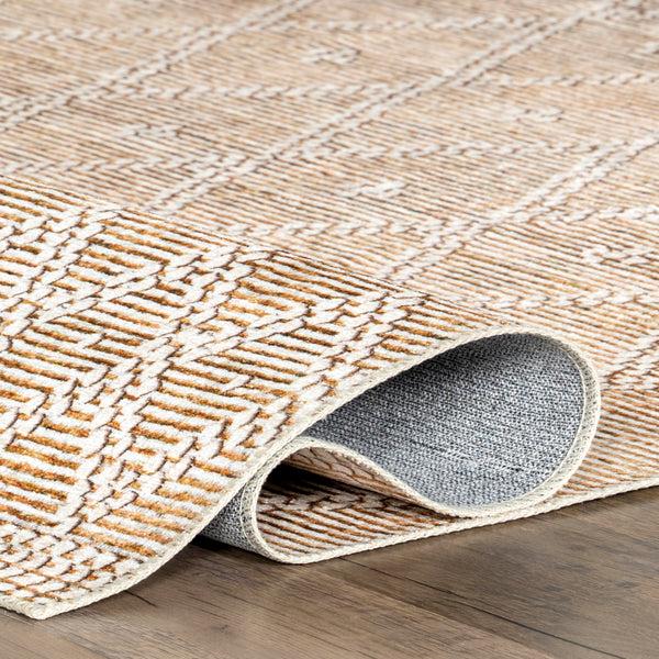 Nuloom Úna Lattice Stain-Resistant Machine Washable Area Rug Beige