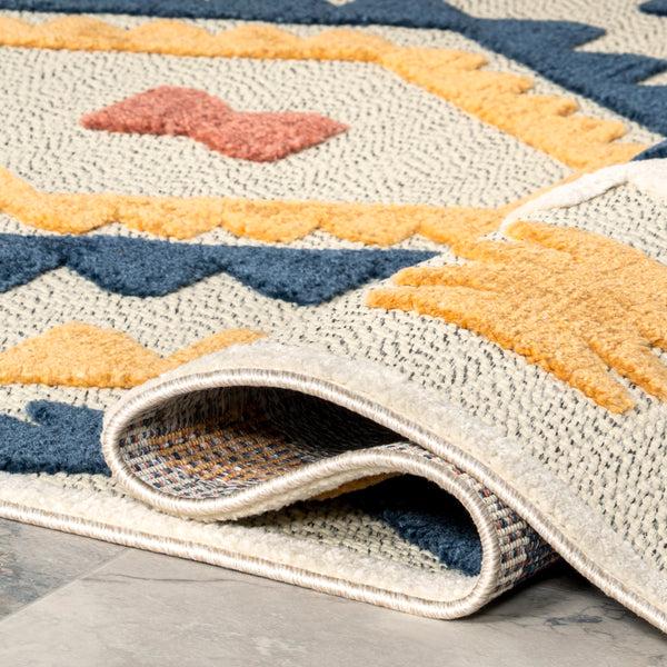 Nuloom Valen Raised Geometric Indoor/Outdoor Area Rug Blue