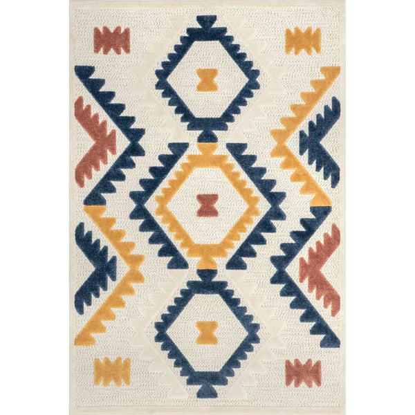 nuloom Valen Raised Geometric Indoor/Outdoor Area Rug Blue