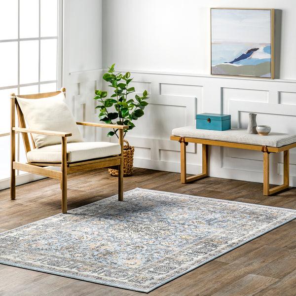 Nuloom Valencia Traditional Persian Machine Washable Area Rug Blue