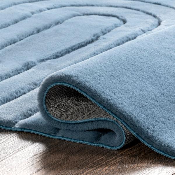 Nuloom Valery Arches Faux Rabbit Machine Washable Area Rug Blue