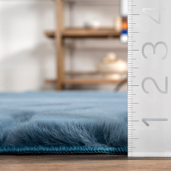 Nuloom Valery Arches Faux Rabbit Machine Washable Area Rug Blue