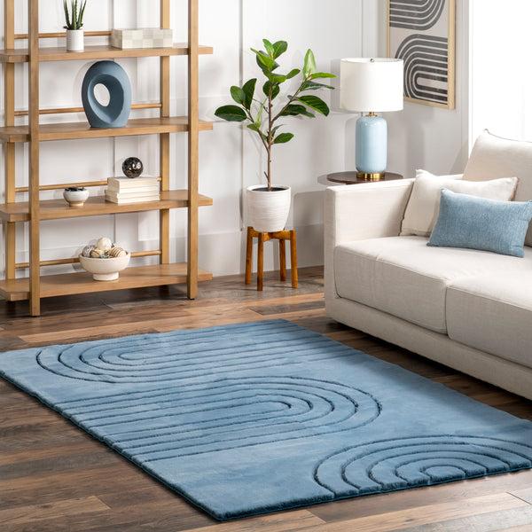 Nuloom Valery Arches Faux Rabbit Machine Washable Area Rug Blue