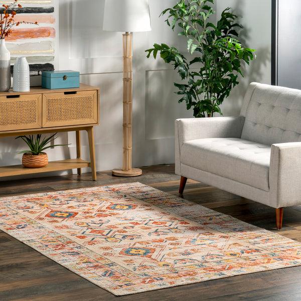 Nuloom Vasa Traditional Distressed Machine Washable Area Rug Rust
