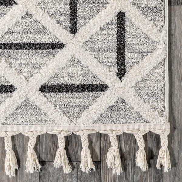 Nuloom Ventana Crosshatch Textured Area Rug Light Grey