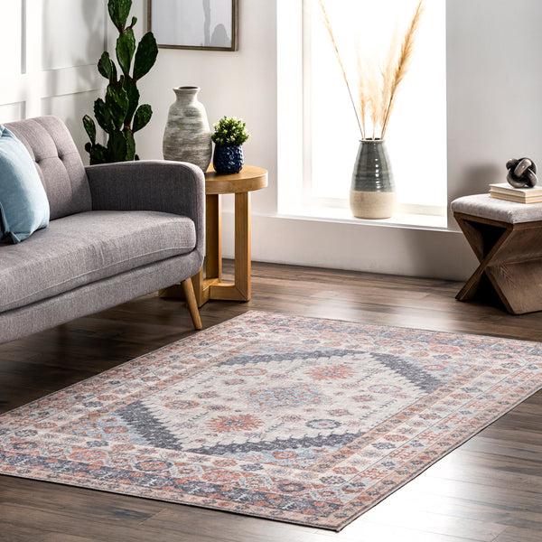 Nuloom Verna Transitional Medallion Machine Washable Area Rug Ivory