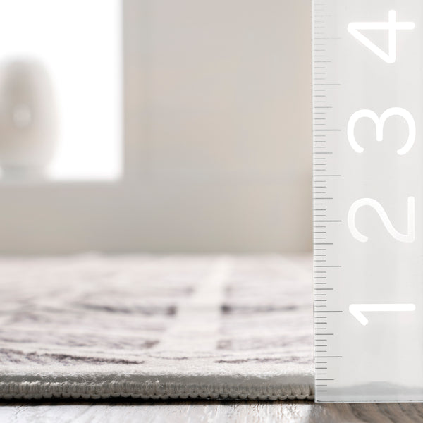 Nuloom Via Geometric Striped Machine Washable Area Rug Gray