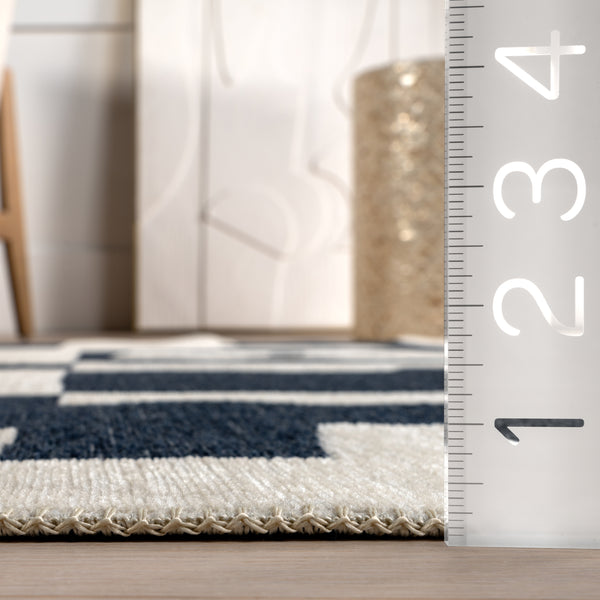 Nuloom Viktoria Modern Abstract Reversible Machine Washable Area Rug Navy