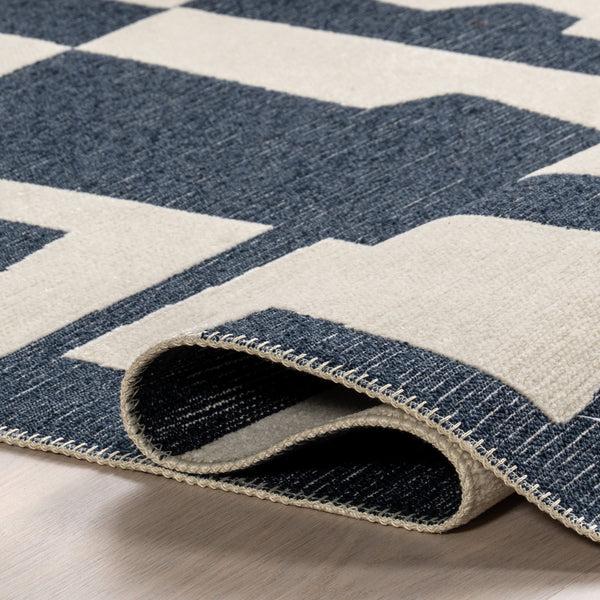 Nuloom Viktoria Modern Abstract Reversible Machine Washable Area Rug Navy