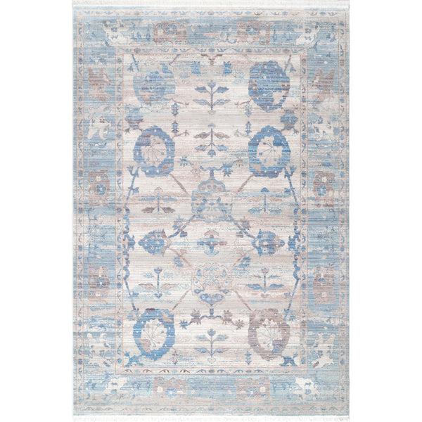 nuloom Vintage Brandi Floral Fringe Area Rug Light Blue