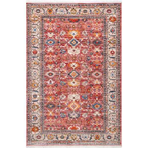 nuloom Vintage Floral Audria Fringe Kilim Area Rug Red