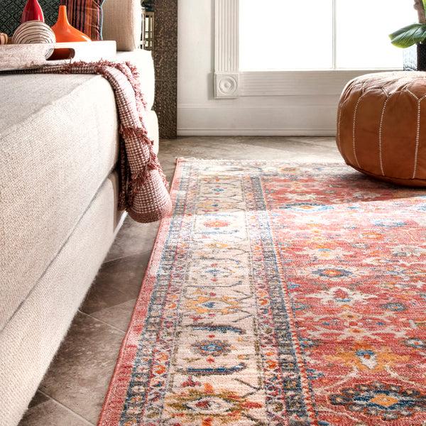 Nuloom Vintage Floral Audria Fringe Kilim Area Rug Red