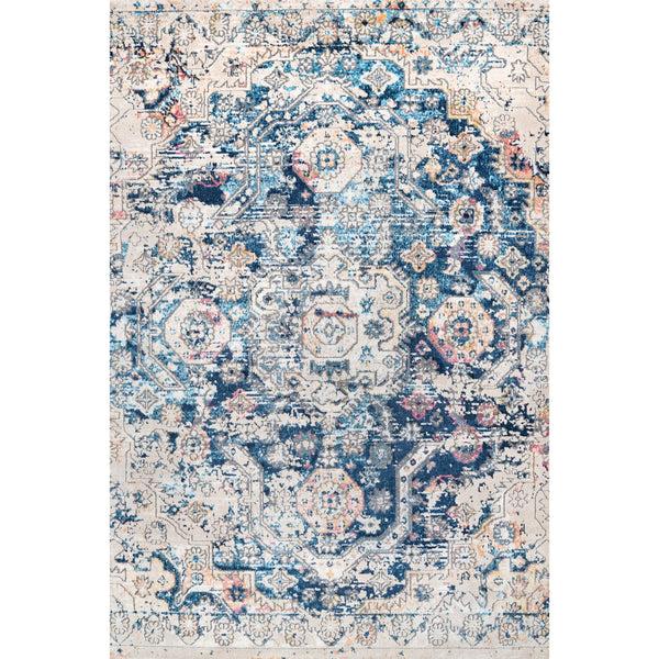 nuloom Vintage Medallion Joya Distressed Area Rug Blue