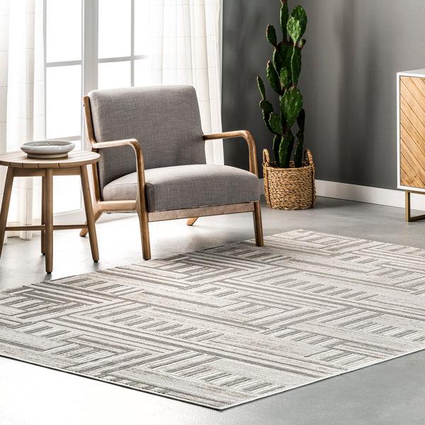 Nuloom Violet Modern Abstract Linework Area Rug Gray