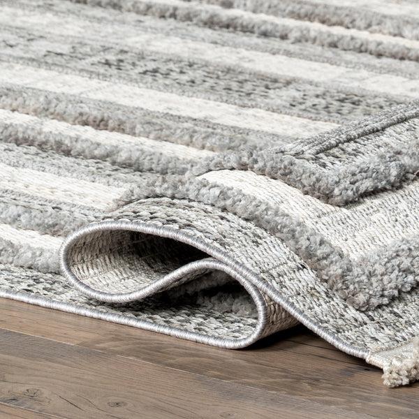 Nuloom Violette Casual Bordered Tasseled Area Rug Gray