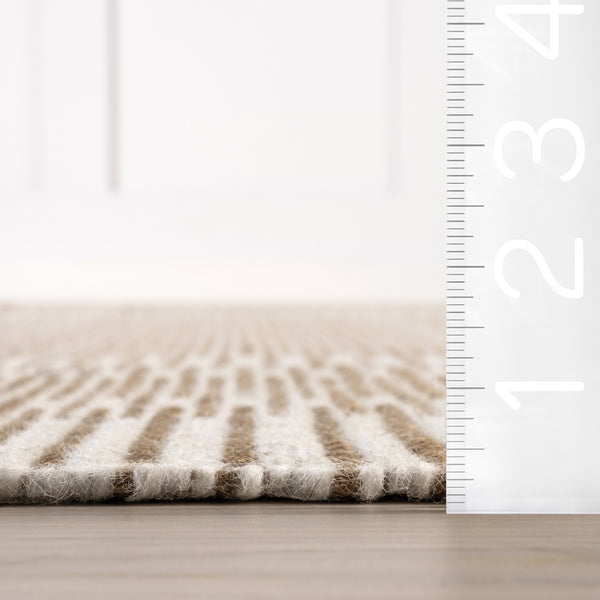 Nuloom Virgo Striped Reversible Wool Area Rug Natural