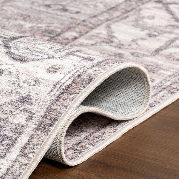 Nuloom Vita SplashGuard Vintage Medallion Machine Washable Area Rug Grey