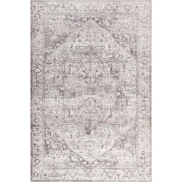 nuloom Vita SplashGuard Vintage Medallion Machine Washable Area Rug Grey