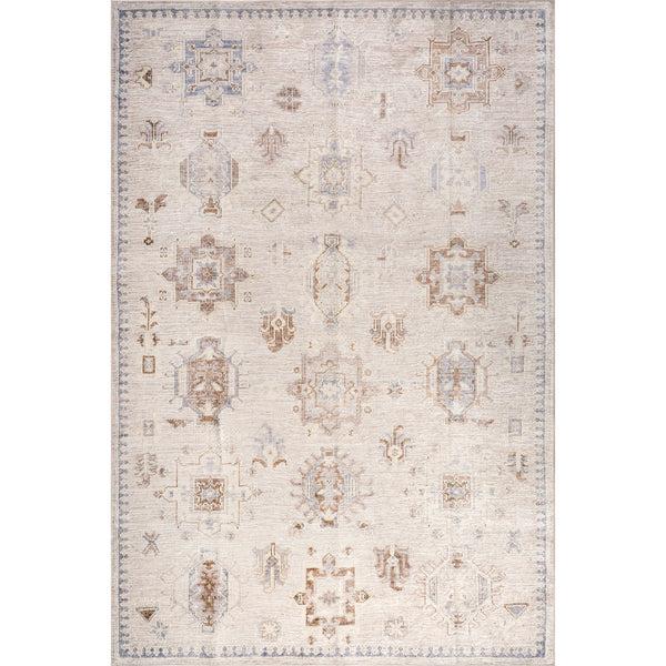 nuloom Vivica SplashGuard Faded Medallion Machine Washable Area Rug Beige