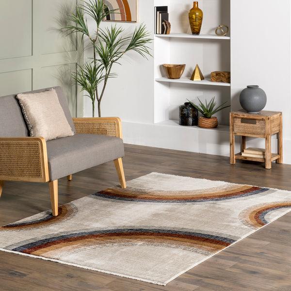 Nuloom Waverley Distressed Circles Fringe Area Rug Beige