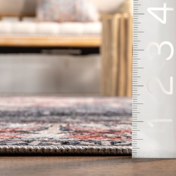 Nuloom Wild Orchid Machine Washable Area Rug Charcoal