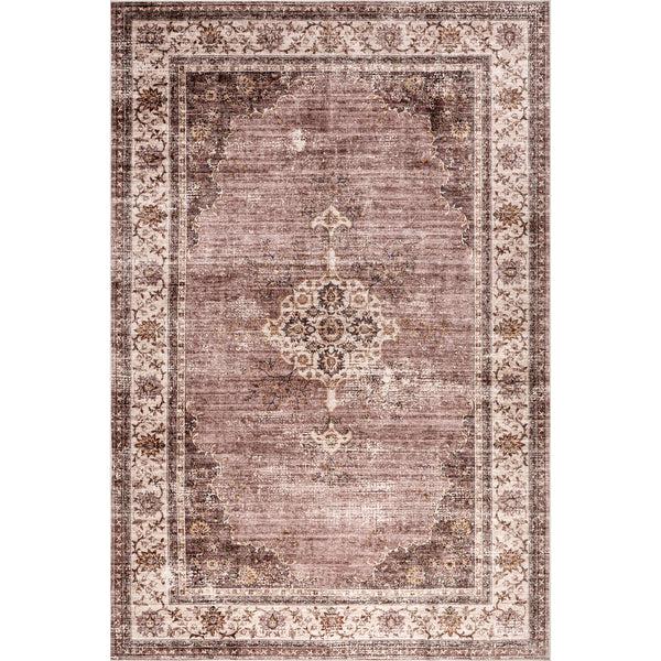 nuloom Winnie SplashGuard Distressed Medallion Machine Washable Area Rug Blush