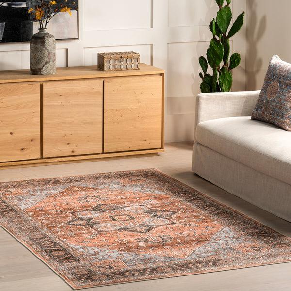 Nuloom Wrenley Medallion Machine Washable Area Rug Sienna Brown