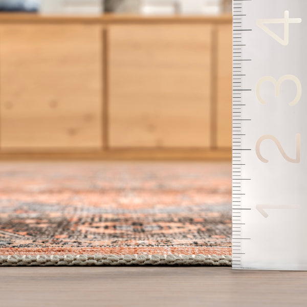 Nuloom Wrenley Medallion Machine Washable Area Rug Sienna Brown