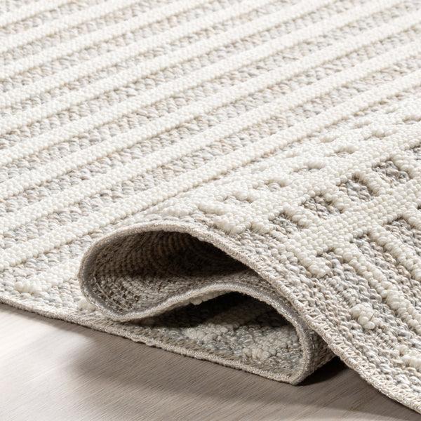 Nuloom Yulia Geometric Bands Machine Washable Area Rug Light Grey