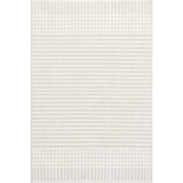 nuloom Yulia Geometric Bands Machine Washable Area Rug Light Grey