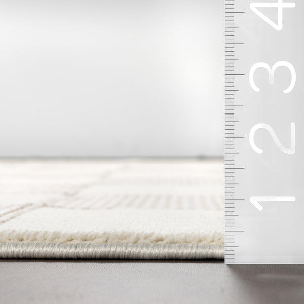 Nuloom Zhuri Checkered Machine Washable Area Rug Cream