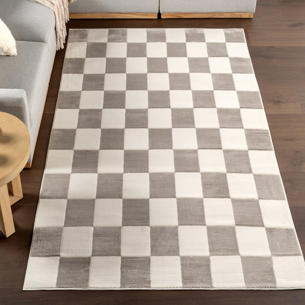 Nuloom Zhuri Checkered Machine Washable Area Rug Cream
