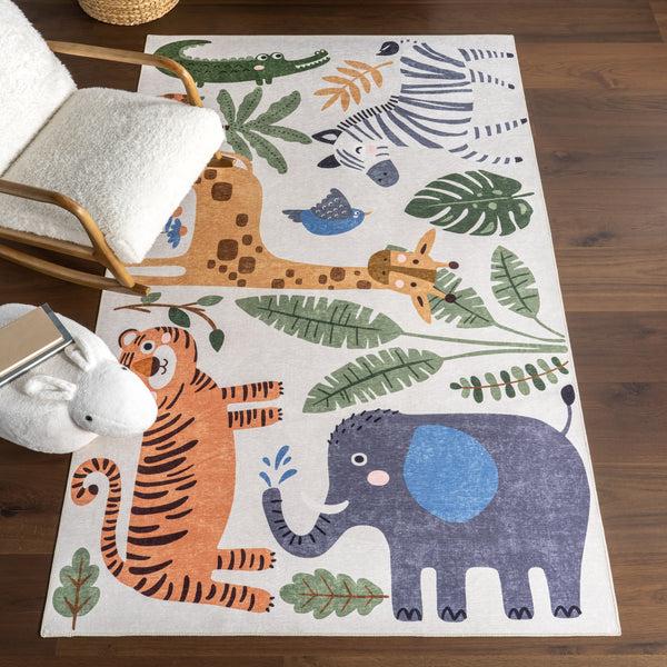 Nuloom Zia SplashGuard Graphic Machine Washable Area Rug White Multicolor