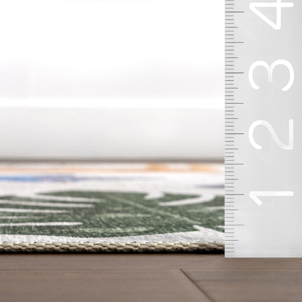 Nuloom Zia SplashGuard Graphic Machine Washable Area Rug White Multicolor