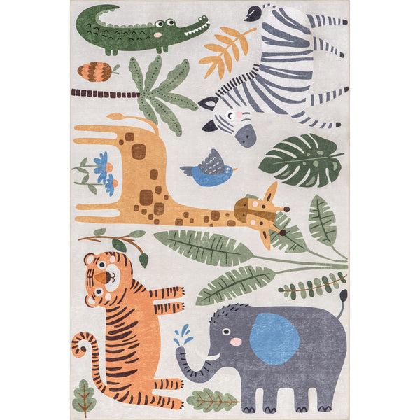 nuloom Zia SplashGuard Graphic Machine Washable Area Rug White Multicolor