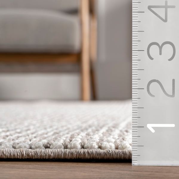 Nuloom Zinnia Farmhouse Tasseled Area Rug Light Grey