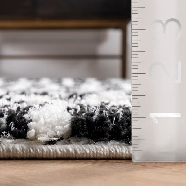 Nuloom Zoey Distressed Dash Shag Area Rug Black And White