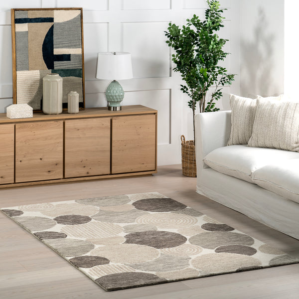 Nuloom Zora Contemporary Pebbles Wool Area Rug Beige